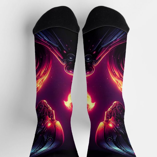 Chaussette Esprit de feu de phénix de robot futuriste cyberné (Haut)