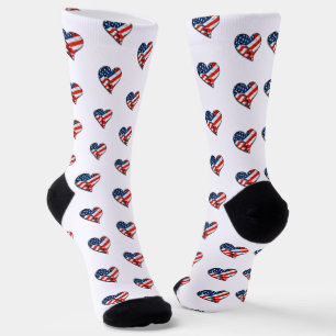 Chaussette États-Unis Coeurs Drapeau Patriotique