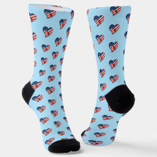 Chaussette États-Unis Coeurs Drapeau Patriotique