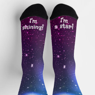 Chaussette Étoile brillante Joyeux Noël Festif Vacances Bleu