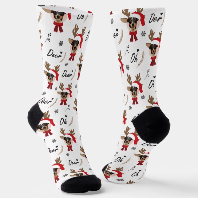 Chaussette Étoile pour animaux | Personnalisé Visage photo Re (Angulaire)