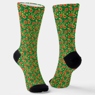 Chaussette Etoile rouge verte cachemire