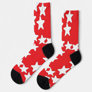 Chaussette Étoiles blanches sur fond rouge