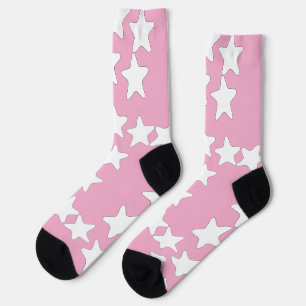 Chaussette Étoiles Blanches Sur Rose