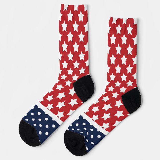 Chaussette Étoiles et Pois Rouge Blanc Bleu (Gauche)