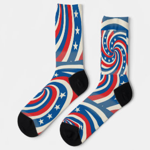 Chaussette Étoiles tourbillonnantes patriotiques et rayures a