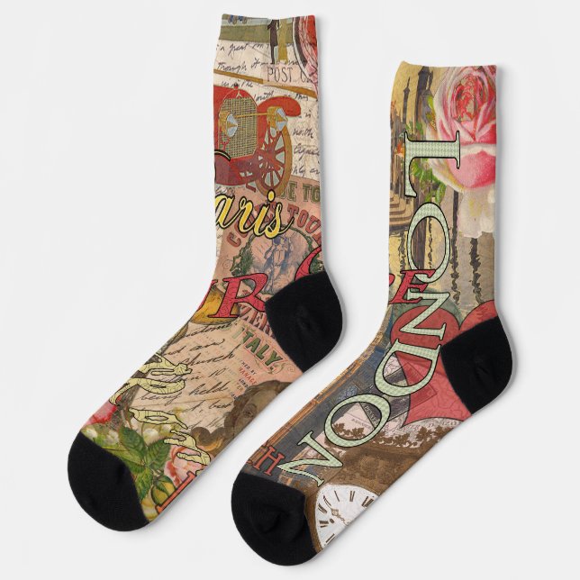 Chaussette Europe Travel Vintage (Gauche)