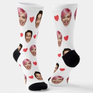 Chaussette Faces de couple personnalisées amusantes avec les 