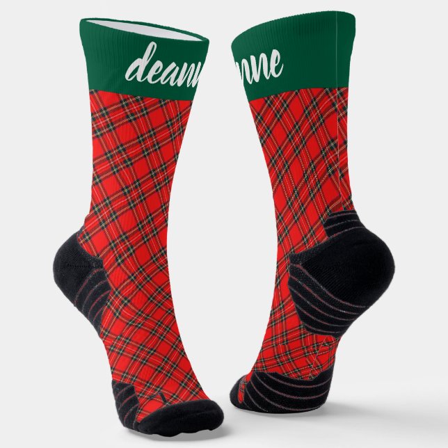 Chaussette Famille de Noël Rouge simple et élégante (Angulaire)