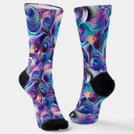 Chaussette Fanasy Curly Abstrait en bleu