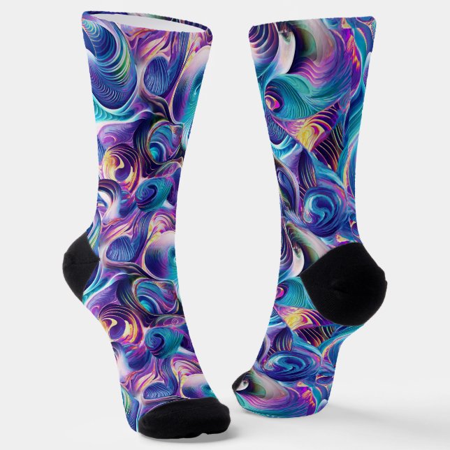 Chaussette Fanasy Curly Abstrait en bleu (Angulaire)