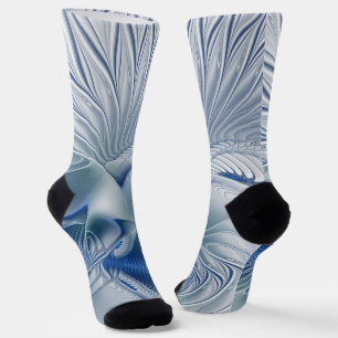 Chaussette Fantaisie dynamique Abstrait Tons bleus Art fracta