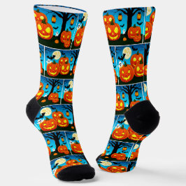 Chaussette Fantôme d'Halloween, Citrouilles, chauves-souris