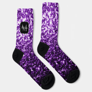 Chaussette Faux paillettes brillantes violet foncé Monogramme