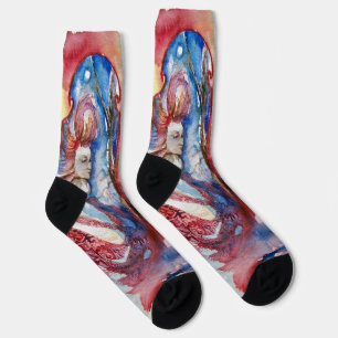 Chaussette FÉE MORGANA Légendes arthuriennes Rose Bleu Fantai