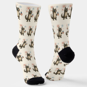 Chaussette Feral Mais Fireworks Gratuit Feral Raccoon 4 juill