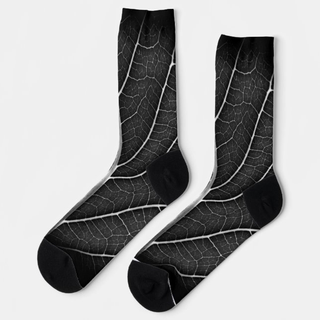 Chaussette Fermeture de la feuille brillante noire et blanche (Gauche)