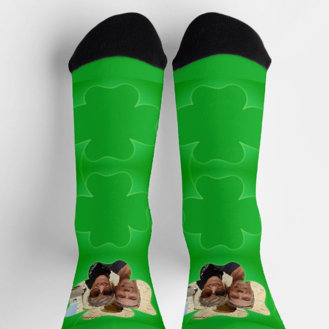 Chaussette Fermeture verte à 4 feuilles + photo (Haut)