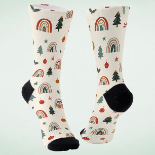 Chaussette Festif de Noël mignon Rainbows Fêtes Nom