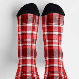 Chaussette Festif rouge et blanc plaid