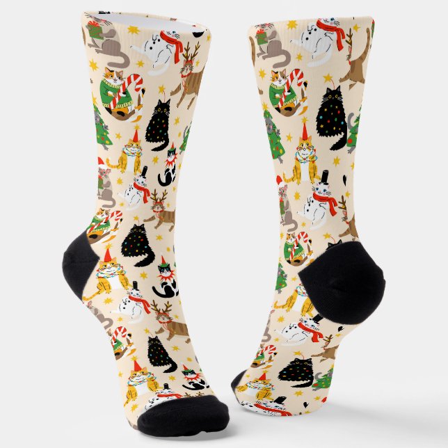 Chaussette Festive Chats Motif de Noël (Angulaire)