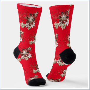 Chaussette Festive Rouge floral