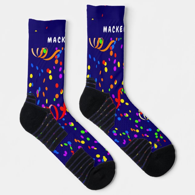 Chaussette Fête Confetti Nom bleu haute performance (Droite)