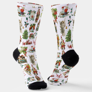 Chaussette Fête de Noël vintage Retro