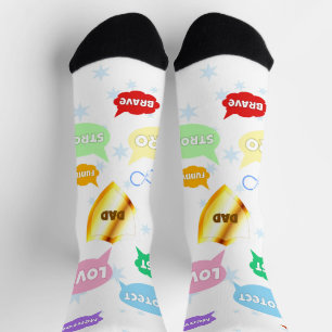 Chaussette Fête des pères Meilleur Papa Mot Nuages King Crown