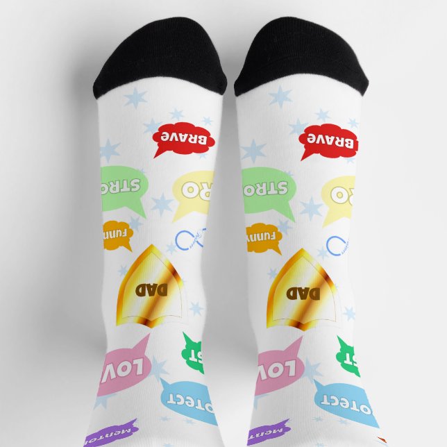 Chaussette Fête des pères Meilleur Papa Mot Nuages King Crown (Haut)