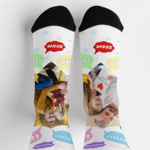 Chaussette Fête des Pères Photo Nuages de mots Meilleur Papa 