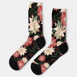 Chaussette Fête Moderne Joyeuse Noël Poinsettia Férié