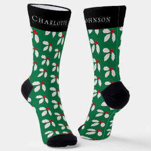 Chaussette Fêtes Personnalisées Baies de Houx Vert Noël