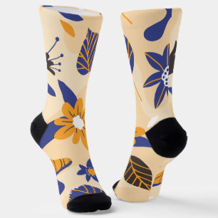 Chaussette Feuille de champignon floral minimaliste