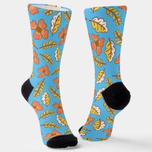 Chaussette Feuilles d'automne en chute chaude avec fleurs