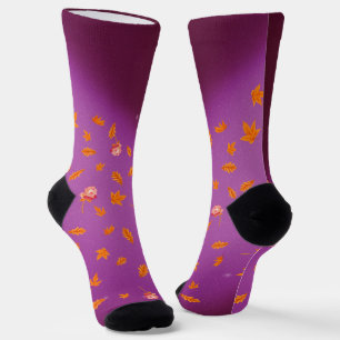 Chaussette Feuilles d'automne et Roses Durable Crew Sock