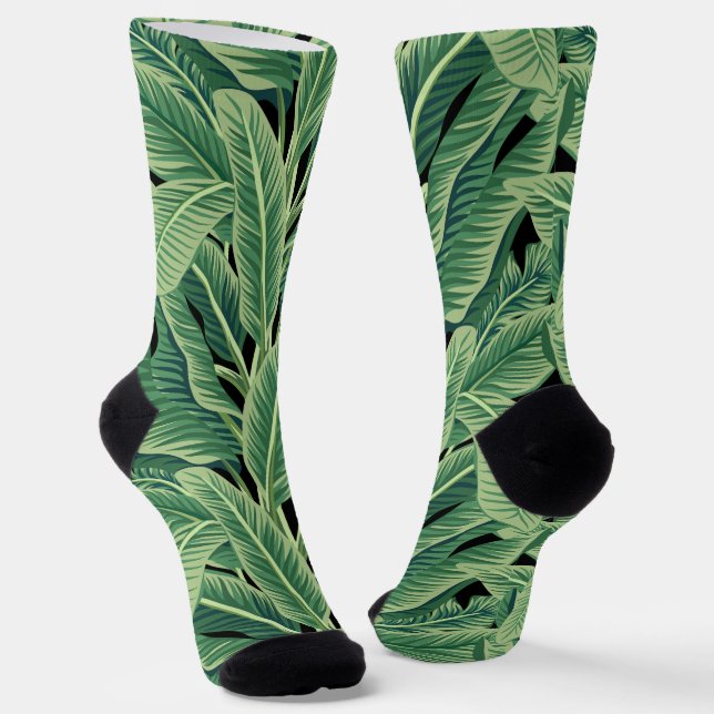 Chaussette Feuilles de bananes tropicales vertes (Angulaire)