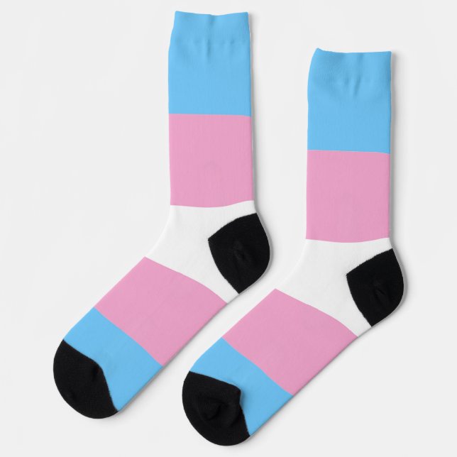 Chaussette Fierté transgenre rose Bleu blanc rayé LGBT (Gauche)