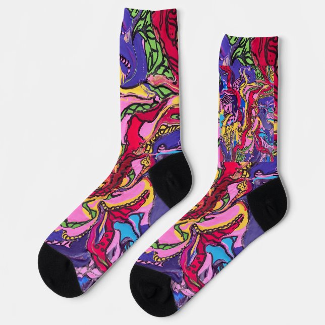 Chaussette "Fièvre de la jungle" Chaussettes Unisex imprimées (Gauche)