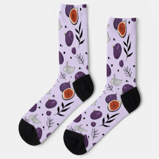 Chaussette Figuier et feuilles à l'aquarelle - Motif sans cou