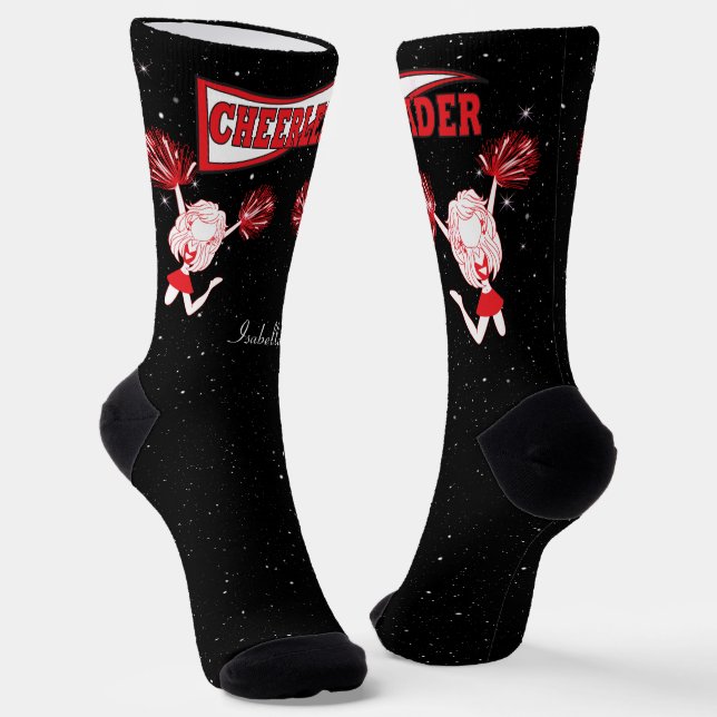 Chaussette Fille Pom-pom girl rouge et blanche (Angulaire)