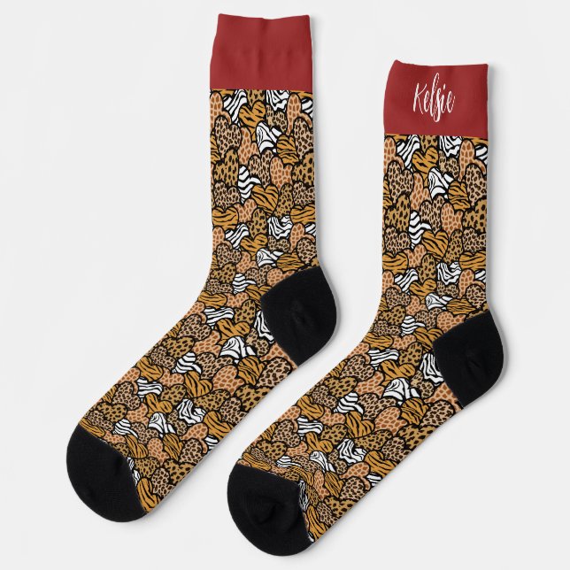 Chaussette Fille Rouge Joueuse Coeurs Posters de animaux Nom (Gauche)