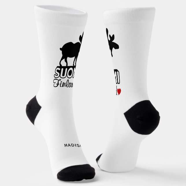 Chaussette Finlande Moose nom personnalisé (Angulaire)