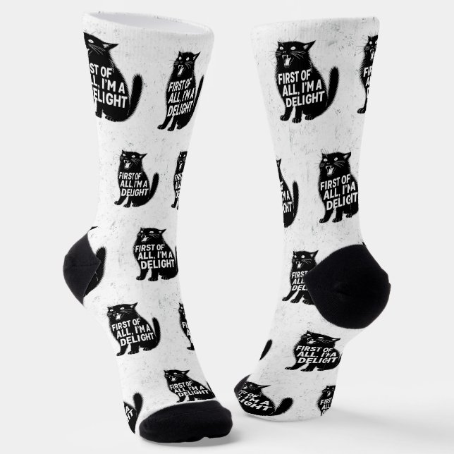 Chaussette First Of All I'm A Delight Roaring Black Cat (Angulaire)