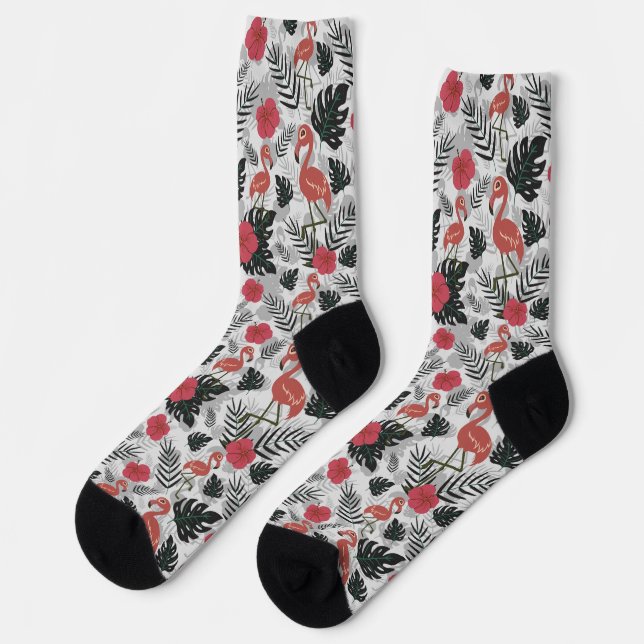 Chaussette Flamant rose motif sans couture avec arrière - pla (Gauche)