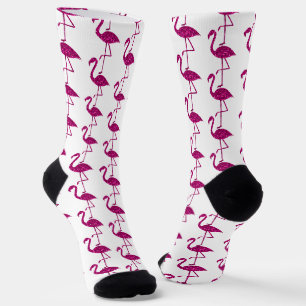 Chaussette Flamant rose pailleté motif de scintillement rose