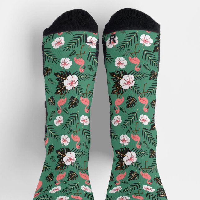 Chaussette Flamant rose rose motif transparent sur arrière -  (Haut)