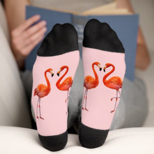Chaussette Flamants roses corail sur un équipage rose clair
