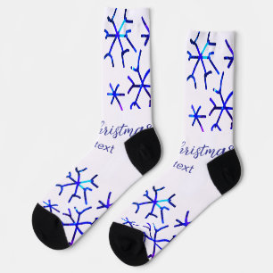 Chaussette Flammes de neige brillantes métalliques bleues mot