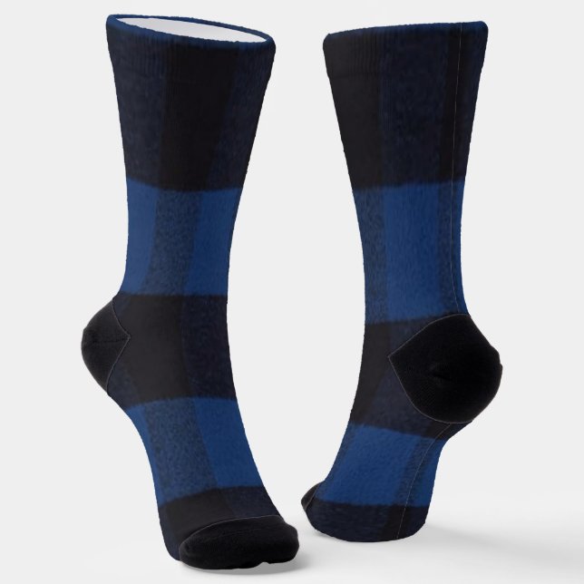Chaussette Flannel Buffalo Plaid Blue lumberjack texture (Angulaire)